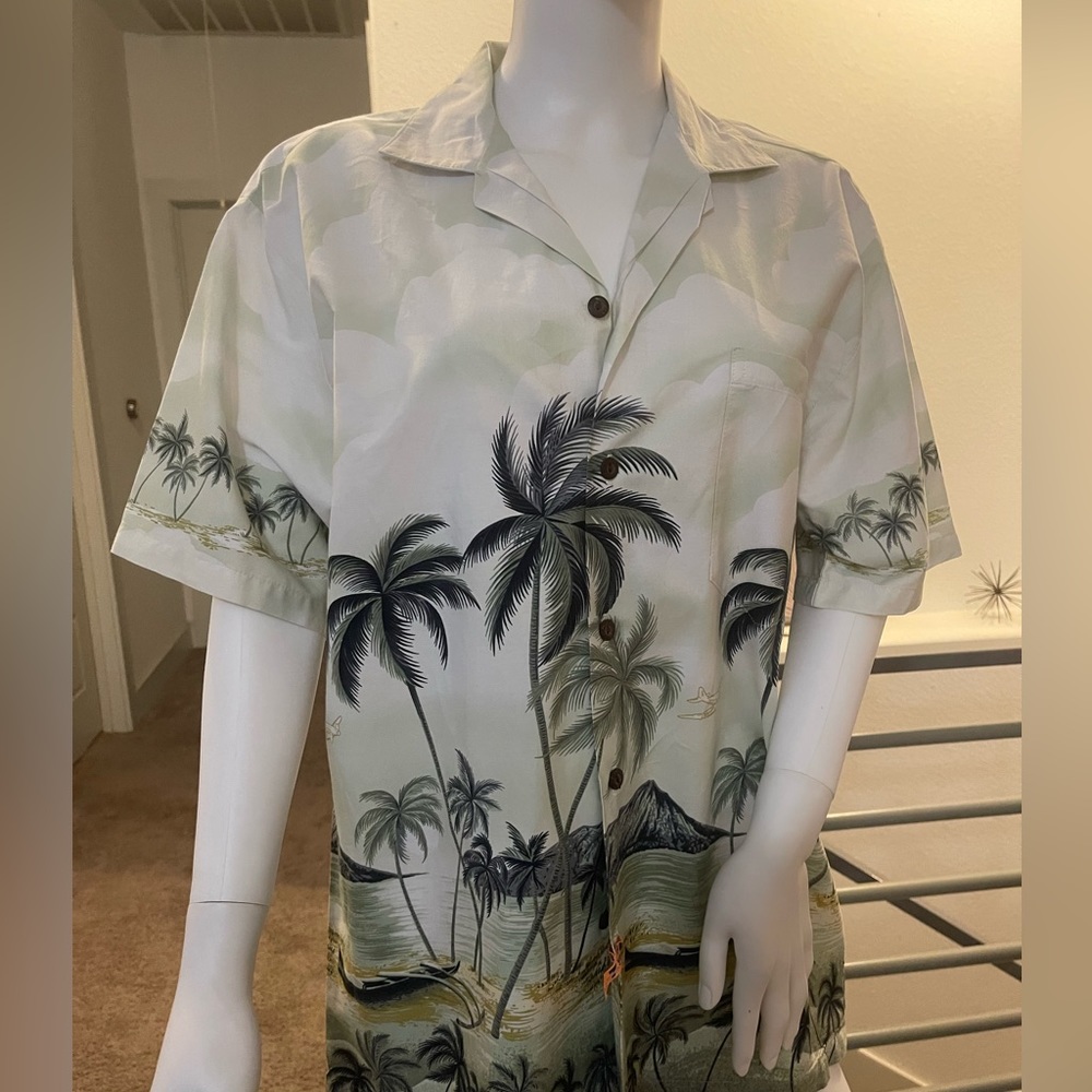 KY's Mens Hawaiian Shirt Small Button Up Short Sleeve Tropical Aloha Print L